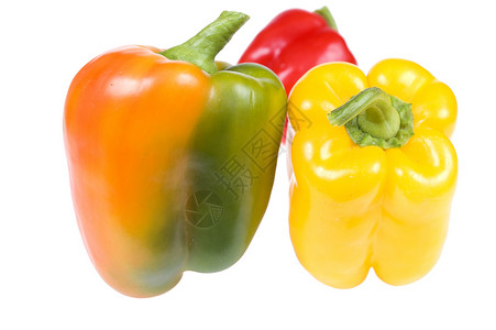 彩色辣椒绿色水果红色沙拉小吃蔬菜白色胡椒橙子健康背景图片