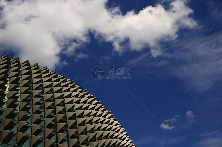新加坡埃斯普拉那德天空古典音乐剧院建筑地方礼堂地标蓝色图片