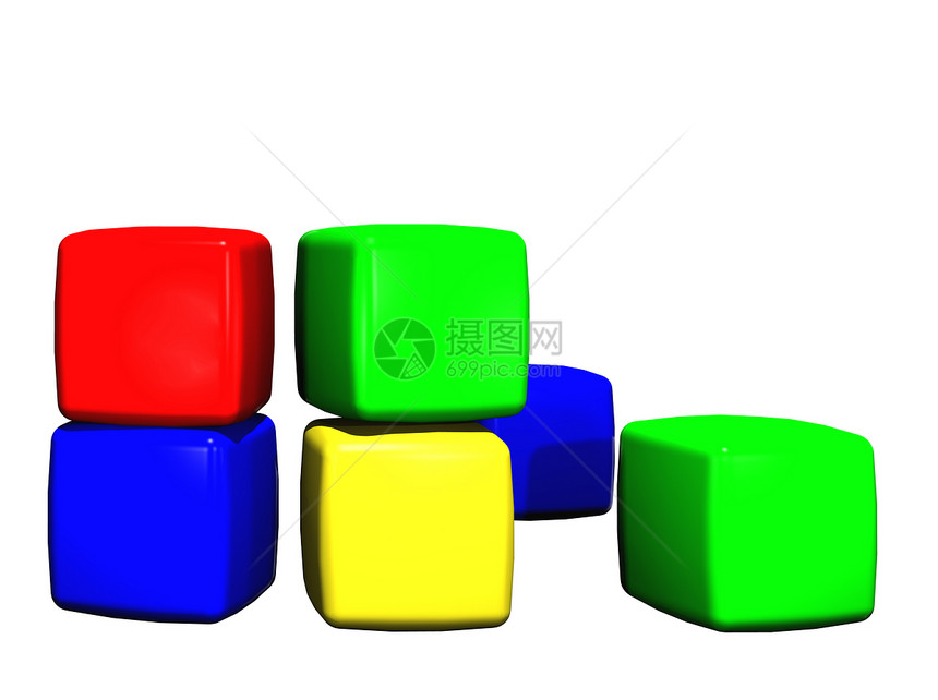积木白色盒子蓝色立方体玩具正方形学习幼儿园婴儿期黄色图片