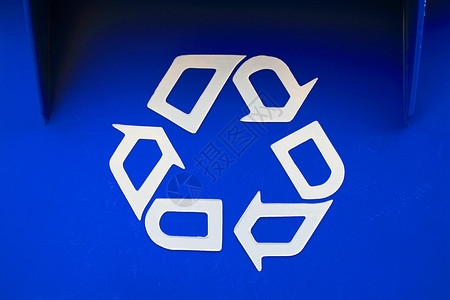 循环签名环境生态回收垃圾桶蓝色垃圾背景图片