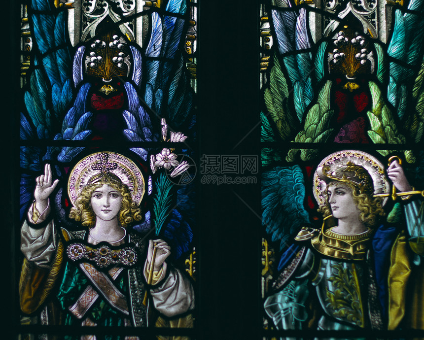 天使3号祷告窗户教会玻璃窗信仰新教英语彩色百合玻璃图片
