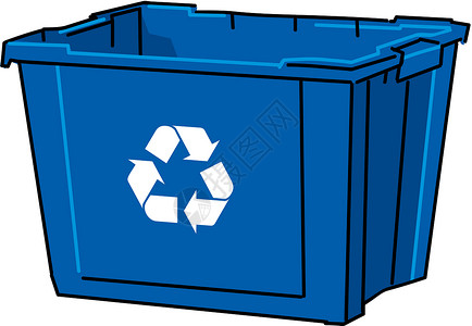 循环垃圾标识矢量蓝色循环回收箱插画