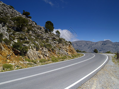 左转弯道曲线线条街道山脉蓝天背景图片
