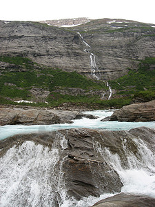 山山河瀑布冰川背景图片