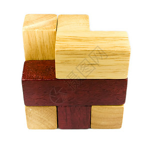 木质拼图艺术方块乐趣学习木头盒子构造立方体逻辑白色背景图片