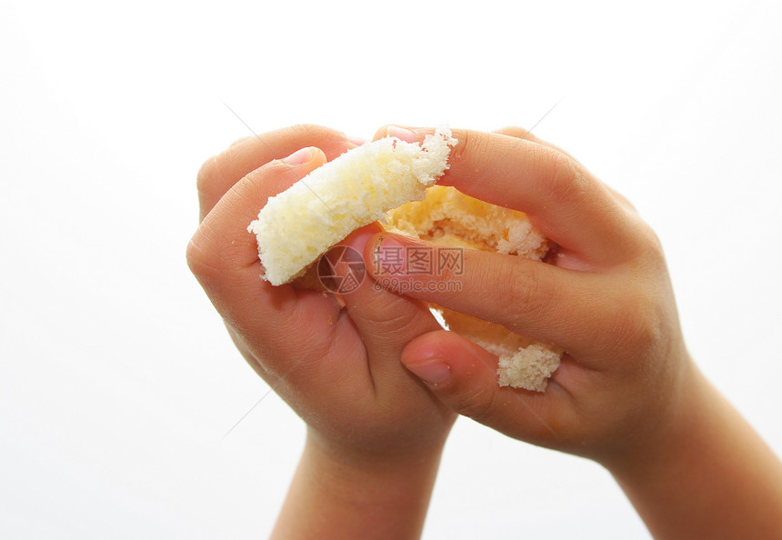 小孩有一片面包模样皮肤食物手指面包屑指甲孩子图片