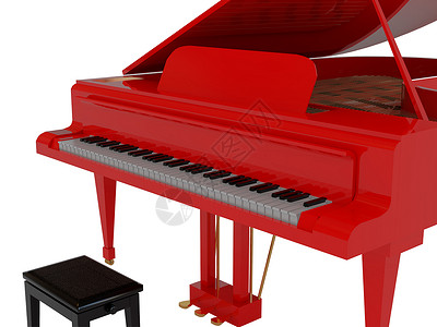红大钢琴工具音乐家白色渲染音乐音乐会旋律红色艺术黑色背景图片