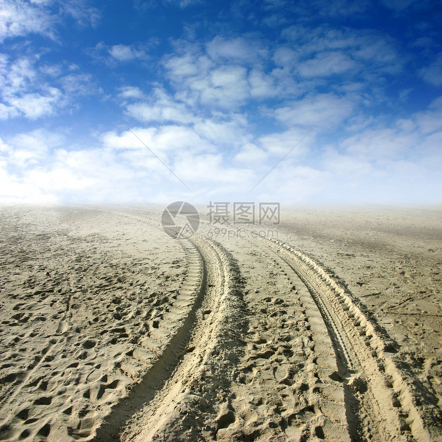 音轨痕迹蓝色小路支撑海岸海洋旅行地平线打印天空图片