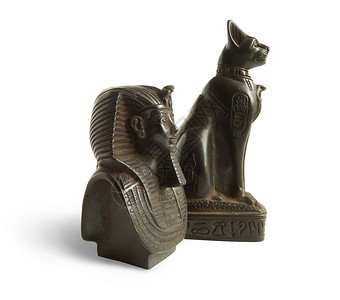埃及巨石猫和法老图坦卡蒙高清图片