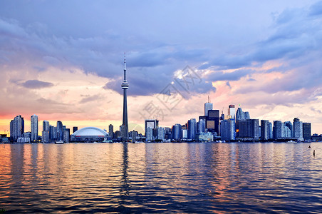 加拿大海滨日落反思高清图片