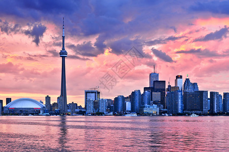 加拿大海滨天际线城市景观高清图片