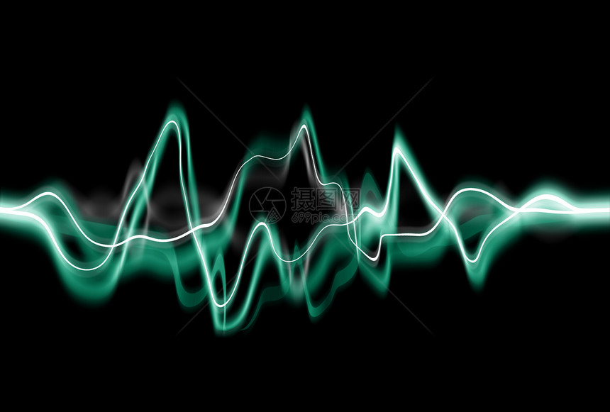 电子电波摘要条纹波形技术流动脉冲高科技蓝绿色青色活力海浪图片