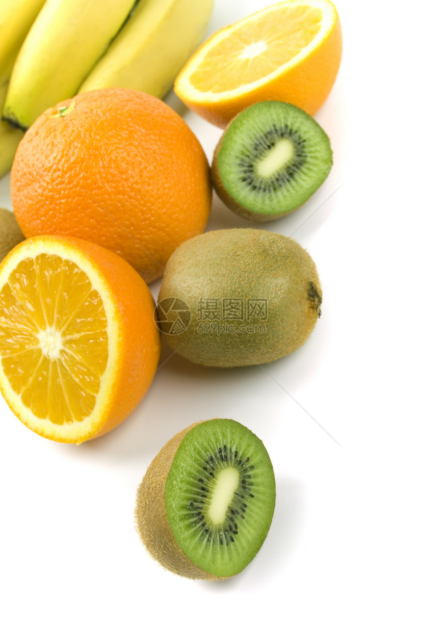 橘子和香蕉黄色水果超载口渴绿色肉质橙子食物白色饮食图片