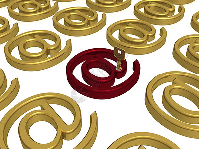 电子邮件中的密钥 3D 对象世界金子圆圈技术插图邮件成语出口社区金属背景图片