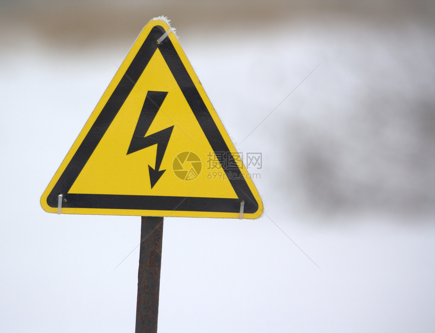 警告符号白色活力力量电缆闪电黑色黄色图片