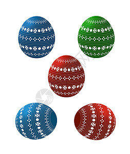 复活鸡蛋蓝色红色收藏传统绿色背景图片