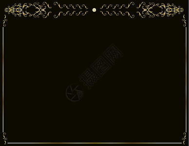高等金色黑黑色背景金属框架边界卷曲金子背景图片