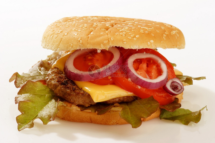 芝士汉堡烧烤小吃午餐芝麻快餐饮食牛肉黄色食物图片