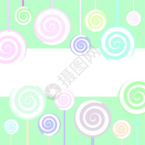 绿色棒棒糖棒棒糖背景装饰插图糖果漩涡圆形蓝色卷曲装饰品小玩意儿绿色设计图片
