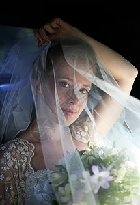 美丽的新娘婚礼项链选手眼睛花束面纱已婚女士女孩生活背景图片