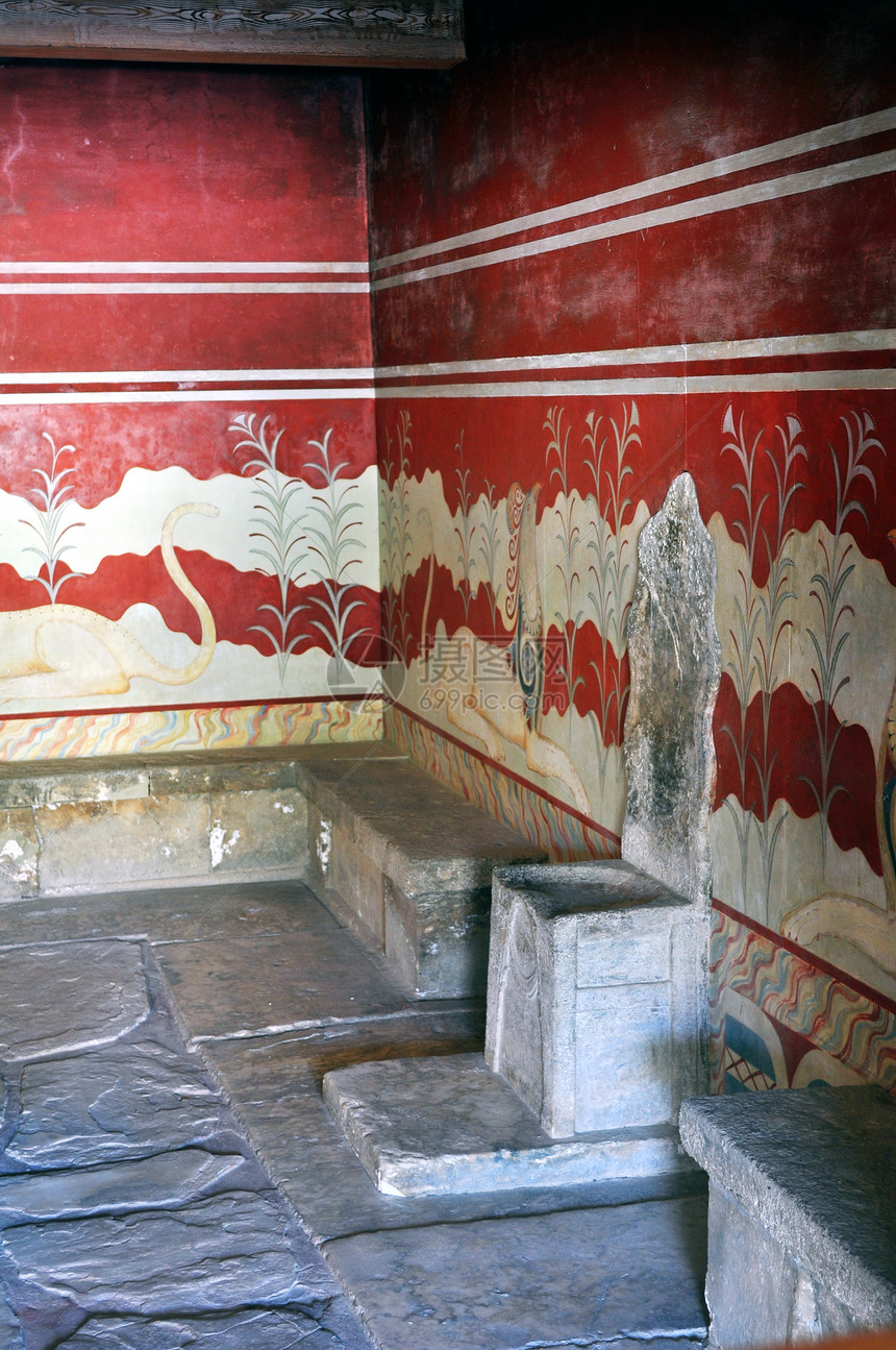 Knossos Crete的考古遗址考古学文明游客寺庙壁画建筑学古董废墟神话历史图片