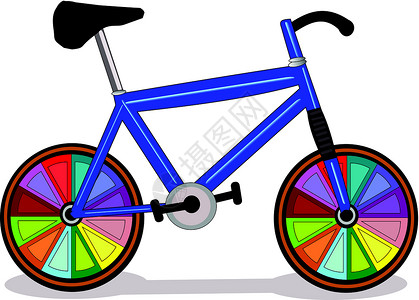 自行车车运动彩虹水平活动快乐山地旅行蓝色速度车轮背景图片