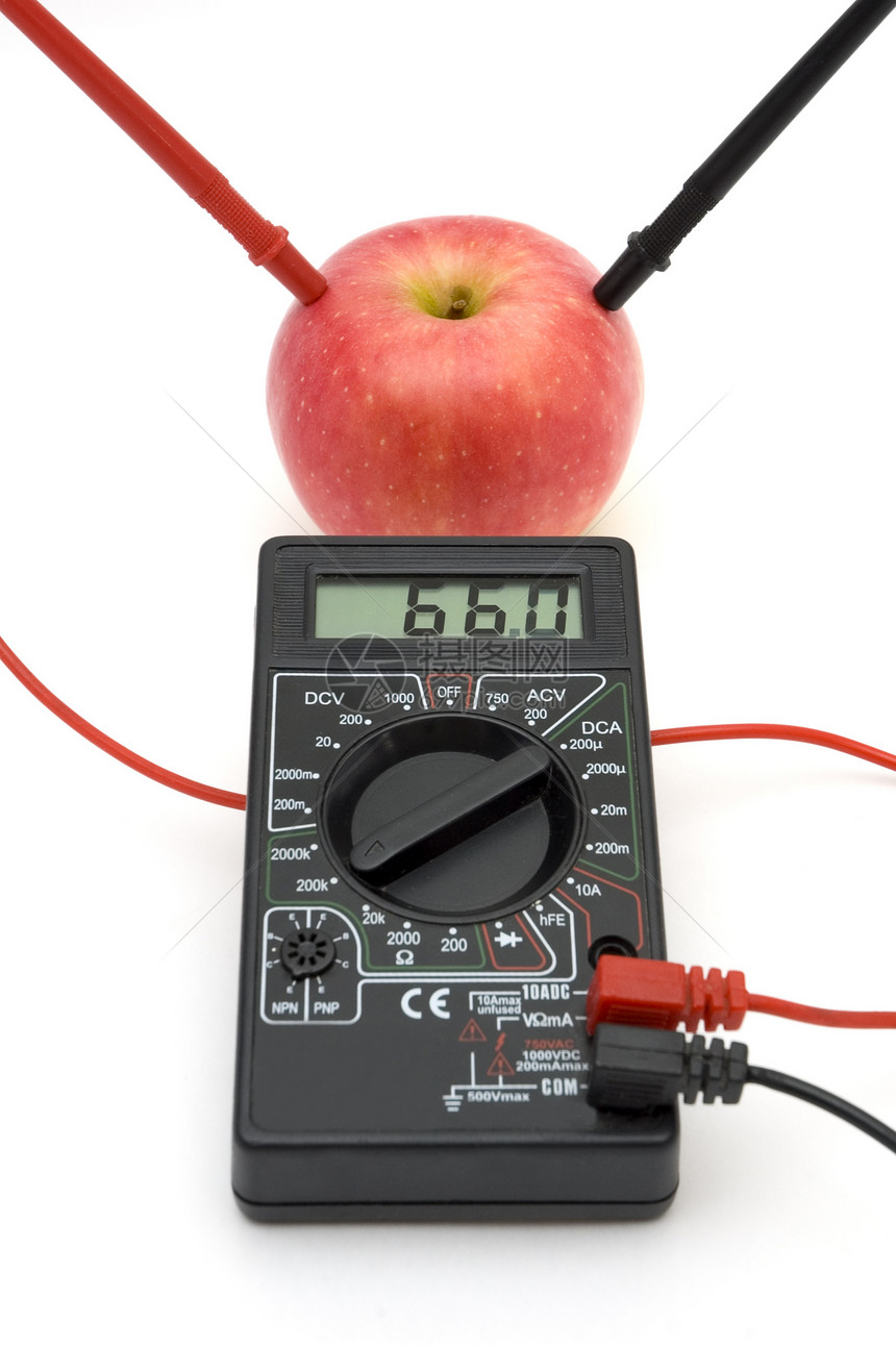 红苹果的能量电压果汁活力反抗水果导体电气金属红色实验图片