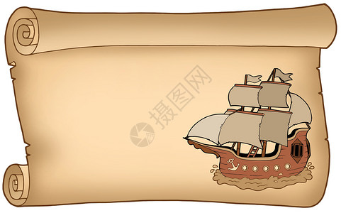 尊老爱幼卡通画旧船的造纸背景