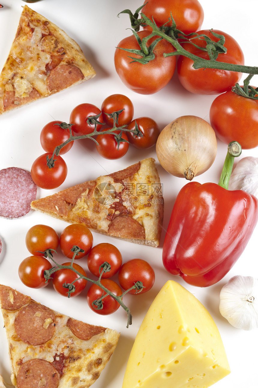 带香肠的比萨饼派对食用菌晚餐影棚洋葱辣椒饮食食物蔬菜美食图片