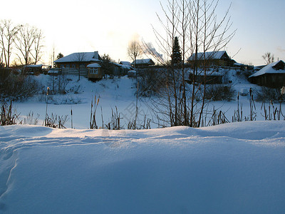 冬季城市阴影树木村庄背景图片