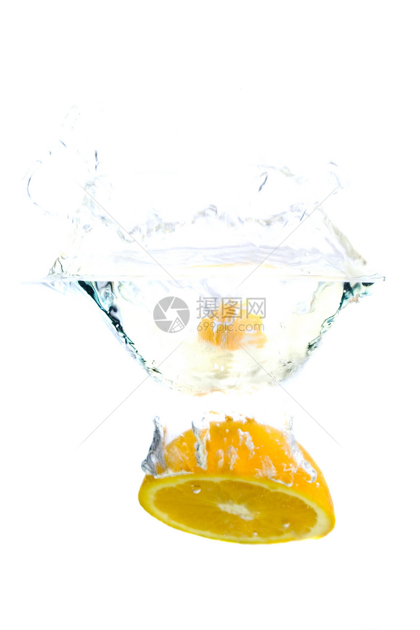 橙子飞溅液体横截面漩涡涟漪静物碰撞海浪影棚气泡图片