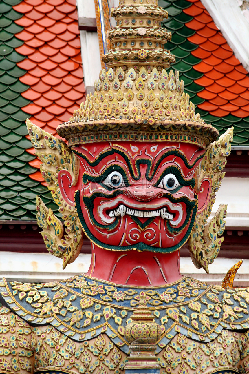 在Bangkok的寺庙监护人恶魔扫管建筑学旅行演说力量历史文化牦牛目的地图片