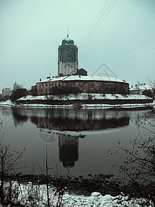 Vyborg城堡护城河堡垒秀场骑士背景图片