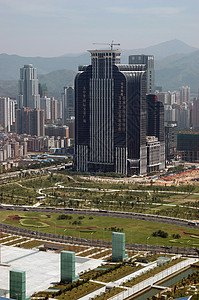 中国深圳市空景摩天大楼建筑物城市城市化背景图片