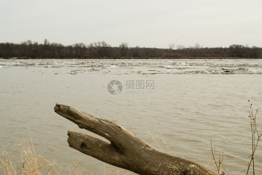 冰河季节危险日志木头树木水晶冻结洪水流动树干图片