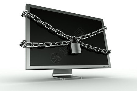 电脑锁屏挂锁监视器宽屏展示电子保护电脑晶体管链式计算机液晶屏幕背景
