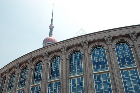 上海经典建筑和电视塔建筑学珍珠背景图片