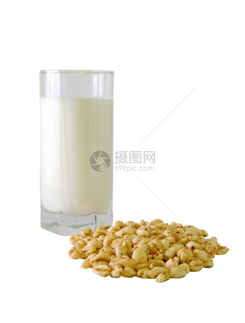 轻便早餐福利薄片谷物平衡营养玻璃糖类玉米产品奶制品图片