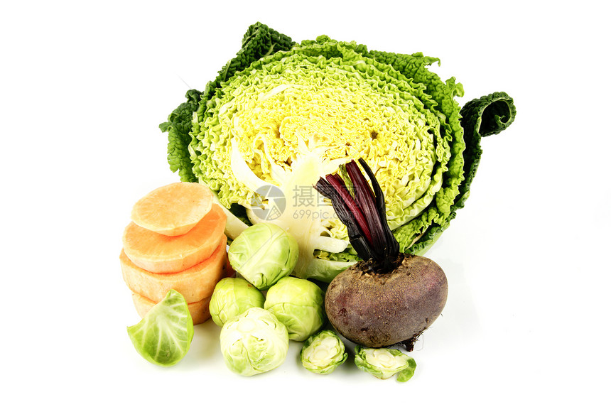 半个菜根和豆芽卷心菜生产生长蔬菜营养土豆美食烹饪沙拉饮食市场图片