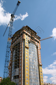 建造房屋项目建筑面积建筑场施工房子起重机建筑建房大厦吊车背景图片