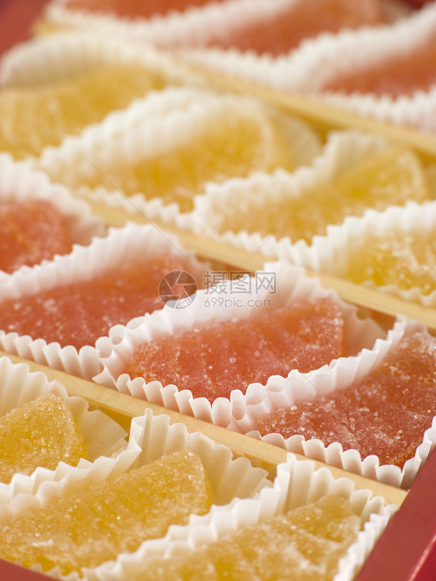 纸质案例中的果实甜点食谱果冻状水果蛋糕小吃柠檬甜食厨艺烹饪图片