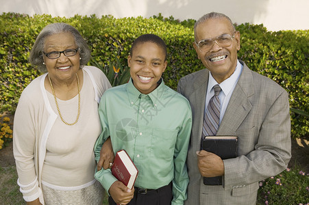 基督教祖父母和外孙背景图片