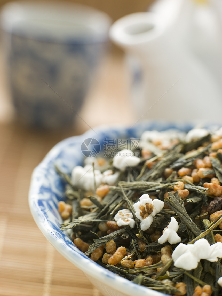 带棕稻的绿茶假食物焦距五谷杂粮美食谷物茶叶国际盘子粮食食品图片
