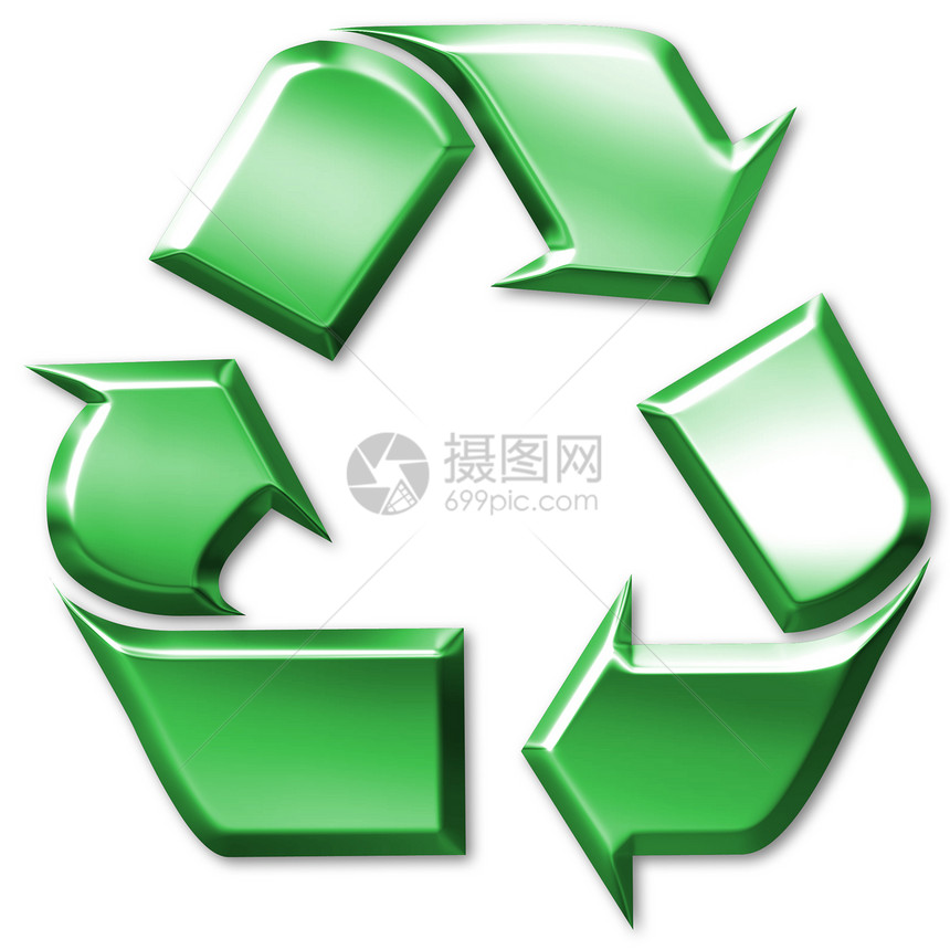 绿色回收利用符号插图反射循环回收生活概念环境生态白色图片