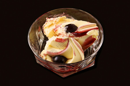 含酸樱桃的冰淇淋背景图片