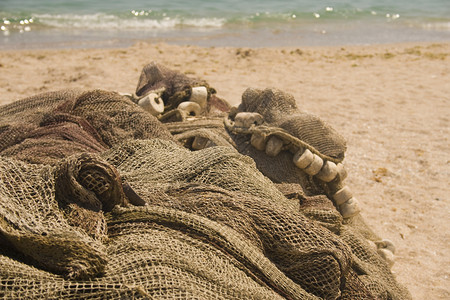 沙滩上渔网海岸素材网高清图片