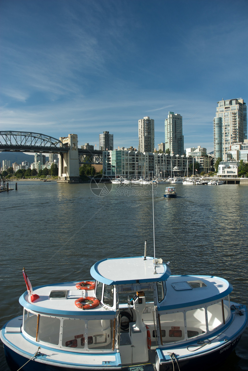 不列颠哥伦比亚省温哥华市摩天大楼风景建筑物照片世界水路旅游旅行蓝色晴天图片