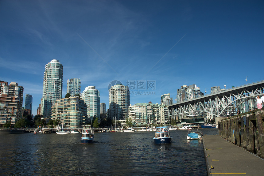 不列颠哥伦比亚省温哥华市建筑物水路城市世界港口晴天景观蓝色风景旅行图片