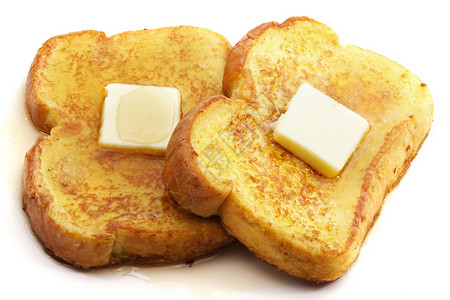 法式吐司加黄油早餐营养灰色糖浆白色食物高清图片