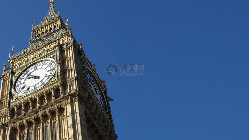 Big Ben 伦敦蓝色天空钟声建筑建筑学议会手表地标图片
